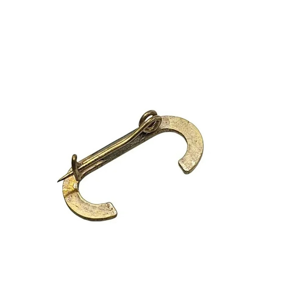 Antique Letter C Initial Brooch Pin Gold Tone Vintage C Clasp - Picture 3 of 4